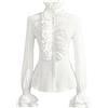 Generisch Camicia classica gotica da donna in stile vittoriano, vintage, a maniche lunghe, con fiocco, slim fit, per feste, P nero., XXL