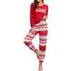 Generic Pigiama natalizio abbinato a maniche lunghe Loungewear da donna morbido pigiama casual leggings e set di magliette alte con stampa divertente carino pigiama Schristmas Set da donna a casa da solo