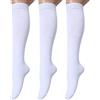 Leotruny, 3 paia di calze al ginocchio da donna, opache, in cotone, bianco, 7-13