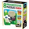 HEADU - 8 Progressive Puzzle The Farm - Grandi pezzi adatti ai più piccoli - Puzzle Educativo per Bambini dai 2 ai 4 anni, Made in Italy | MU55515