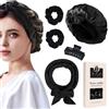 Keratobleem 5 Pcs Ferro Arricciacapelli Senza Calore, Bigodini per Styling Capelli, Set di Bigodini per Capelli e Cuffia,Fascia Morbida Curler Arricciacapelli per Capelli Medi Lunghi-Nero