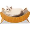 PETCUTE Tiragraffi in Cartone per Gatti,2 in 1 Sedia a Dondolo per Gatti e Letto per Dormire,Robusto Mobile in Legno per Animali Domestici, Multiuso,Grande Tiragraffi per Gatti con Piedini Rimovibili