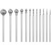 LT Easiyl Set 12 Frese Diamantate Testa Sferica 0,5~8 Mm per Pietra Mandrino 3/32 Pollici Compatibile con Utensile Rotante Argento