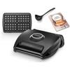 LAGRANGE Waffle 4 cialde di Bruxelles 155 x 100 mm, Waffle Maker Nero, Alluminio, Traditional