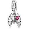 YASHUO Ciondolo per braccialetti di Halloween, in vero argento Sterling 925, a forma di zucca, cappello magico, teschio, per braccialetti da donna, ciondoli a forma di nervature