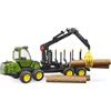 bruder 02133 - Retroescavatore John Deere 1210E con 4 tronchi e pinza in legno, trattore, trasportatore in legno, giocattolo