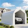 Outsunny Tenda Garage Portatile 3x6 m, Garage Esterno per Auto Impermeabile con Porta Avvolgibile con Cerniere e 4 Finestre, Telaio in Metallo Zincato, UPF 30+, Capanno per Riporre Oggetti, Bianco