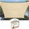 Perel Vela ombreggiante 3.6 x 3.6 m, quadrata per giardino e terrazza, poliestere idrorepellente 160 g/m2, protezione UV 90%, traspirante, crema