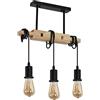 Toolight Lampadario Industriale, Plafoniera in Legno, Lampada a Sospensione Regolabile Vintage E27 per Soggiorno Cucina Camera da Letto (Lampadine non Incluse)