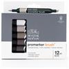 winsor&newton Pennarelli Winsor&Newton Promarker Brush doppia punta scalpello-pennello - conf. 12 colori grigi + 1 blender - 0290144