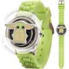 Accutime Star Wars The Mandalorian Grogu - Orologio LCD per bambini con emblema rotante, cassa in acciaio inossidabile, cinturino in silicone, quadrante digitale di facile lettura, licenza ufficiale