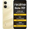 realme Note 70T Smartphone 4+128 GB, Batteria da 6.000 mAh, Ricarica rapida da 15 W con carica inversa da 6 W, 24 GB di RAM dinamica, Display con comfort visivo da 90 Hz, oro