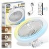 Kleqop Ventilatore da soffitto con luce E27, 2200LM lampadina ventilatore LED, silenzioso lampadario con ventola piccolo, ventola da soffitto con luce e telecomando, per tetto inclinato, garage, lavanderia
