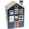 Village Pottery - Portacandela a forma di casa a cuore blu