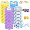 PEIZHIYC Set di scopino per WC usa e getta con manico da 40 cm, 18 testine di ricambio e porta scopino, cuscinetti con detergente integrato per bagno e camper (4 colori, 48 testine di ricambio)