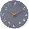 Mosewa Orologio da parete silenzioso senza ticchettio, decorativo per cucina, camera da letto, bagno, ufficio, soggiorno, funzionamento a batteria, 25,4 cm, legno moderno semplice (grigio)