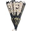 DANLINI Ventaglio da Ballo, ventaglio da Fiore tenuto in Mano Pieghevole in Seta da Matrimonio in Stile Spagnolo Nero, Nero + Oro + Bianco