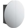 vidaXL Armadio da Bagno con Specchio Rotondo e LED Nero 40x40x17,5cm