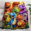 FLKWOP Graziosi dinosauri sorridenti in flanella con stampa digitale HD, coperta leggera in flanella, stampa digitale HD con dinosauri sorridenti, tema animale contemporaneo per tutte le stagioni