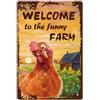 CREATCABIN Welcome To The Funny Farm Sign Chicken Targhe in Metallo Retro Vintage Decorazione Mural Hanging Iron Painting Targa Poster Farmhouse Garden Bar Club Porta Decorazioni Cortile 30x12cm
