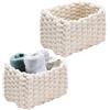 EVDZNA Cesto portaoggetti, 2 cestini in cotone intrecciato, 19 x 15 x 12 cm, piccoli cestini per fasciatoio, organizer per calze, asciugamani, chiavi, gioielli (bianco)