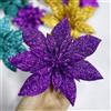 YYCRAFT Fiori di stella di Natale glitterati, 15,8 cm, per decorazioni natalizie per albero di Natale (12 pezzi, viola)