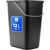 KADAX Pattumiera senza coperchio con maniglia in metallo mobile, resistente, contenitore in plastica (nero, 12 l)