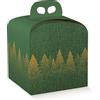 Generico 20x20x18 cm Scatola Portapanettone con maniglia | PORTA PANETTONE DOLCI TORTE CESTO DI NATALE REGALI NATALIZI (5 pezzi green forest)