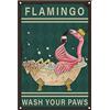 CREATCABIN Flamingo Wash Your Paws Targa in Metallo Vintage Divertente Poster Retrò Decorazione Parete per Bagno Cucina Bar Casa Soggiorno Pub Natale Regali Halloween 20x30cm
