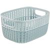 keeeper Cesto in stile effetto maglia, Maniglie laterali, Con fori di ventilazione, Plastica, 3,5 l, Stine, Blu fumo