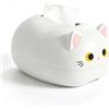 Cyrank Scatola di Fazzoletti di Gatto dei Cartoni Animati, Porta Fazzoletti di Plastica Per Il Viso dei Cartoni Animati Porta Tovaglioli Adorabili, Scatola di Dispenser di Fazzoletti (bianco)