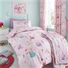 Happy Linen Company Set copripiumino - principessa, unicorni ed arcobaleni - double face - rosa - singolo