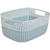 keeeper Cesto in stile effetto maglia, Maniglie laterali, Con fori di ventilazione, Plastica, 15 l, Stine, Blu fumo