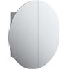 vidaXL Armadio da Bagno con Specchio Rotondo e LED Grigio 54x54x17,5cm