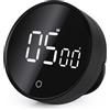 GeeRic Timer da Cucina Digitale, 199 Min Rotante Timer Display Grande Supporto/Retro Magnetico Silenzioso Orologio Assistente Gestione Tempo Scrivania Timer Visivo per Cottura,Aula,Ufficio Nero