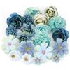 MWOOT 20 Pezzi Teste di Fiori Artificiali, Fiori Finti per Decorazioni, Mini Capolini Finti, Rose Peonia Finte per Fai da te Corona Torta Bouquet Da Sposa Matrimonio Festa Casa Giardino(Blu)
