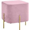 IlGruppone Pouf Poggiapiedi in Velluto con Gambe Dorate Elegante Imbottito Sgabello per Toeletta Mobile Trucco Ottomano Ingresso Tavolino Camera da Letto Soggiorno Salotto Quadrato - Rosa
