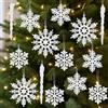 Kiiwah 22 Pezzi Decorazioni Natale Fiocchi di Neve e Ghiaccioli Per Albero di Natale, Decorazioni Pendenti con Fiocchi di Neve Glitterate con Corda per Natalizia Inverno Festa Decorazione