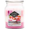Candle-Brothers Candela profumata Candle Brothers Cheesecake alle fragole, in vetro, 2 stoppini, 510 g, 100 ore di durata, rosa-bianca