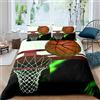 Homemissing Set di biancheria da letto con campo da basket, copripiumino sportivo per ragazzi e ragazze, copriletto 3D con palla, copripiumino singolo, 2 pezzi
