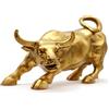 WANLIAN Wall Street - Statua di toro in ottone Feng Shui Fortune, simbolo fortunato del mercato stock, scultura decorativa per la casa raffigurante carriera e ricchezza (S - 9,4 cm)