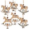 Logbuch-Verlag 6 ciondoli natalizi cavallo a dondolo legno campanellino marrone grigio bianco regalo addobbi albero Natale decorazione vintage Feste