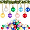 QIZHIQIAMY Set di Piccole Palline di Natale, 72 Pezzi Mini Palline di Natale, Mini Palle per Albero Natalizie 16 mm, Pallines Natalizie Colorate con 10m Filo Dorato per Ghirlande, Scale, Finestre