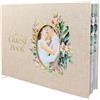 Wisnewth Libro degli Ospiti Matrimonio con Finestra Ovale per Foto - Copertina Color Lino, Include 3 Penne a Vernice, Adesivi e Scatola Regalo, per Nozze e Anniversario