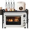 HUOLE Scaffale per Microonde a 2 Livelli, supporto estensibile per Microonde Supporto per Microonde Mensola in bambù per forno, Scaffale multifunzionale da appendere Mensola da cucina