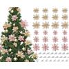 Shalwinn 24 pcs Fiori Artificiali Natale Fiori Finti per Alberi di Natale con Glitter Fiori di Stelle Natale Poinsettia Glitterate, Decorazioni Matrimonio Albero di Natale Ornamenti