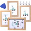 NVGFTG Set di 4 cornici portafoto in legno da 10 cm x 15 cm, con vetro acrilico per tavolo e decorazione da parete, con supporto e gancio (colore legno)