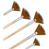 Prasacco 5 pennelli a ventaglio per pittura, pennelli acrilici ad olio, pennelli a ventaglio per artisti, pennelli a ventaglio in nylon con manico lungo in legno, per pittura acrilica, acquerello