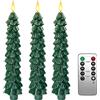 PChero Candele a LED affusolate con telecomando, 3 pezzi, a batteria, LED senza fiamma, candele coniche tremolanti per albero di Natale per decorazioni casa Natale camera tavolo