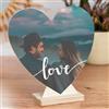 Wanapix | Tavola di Legno Cuore | Personalizzato con Foto e Testo | Regalo Originale Regali San Valentino/Anniversario | 16x18cm (Love & Thankful)